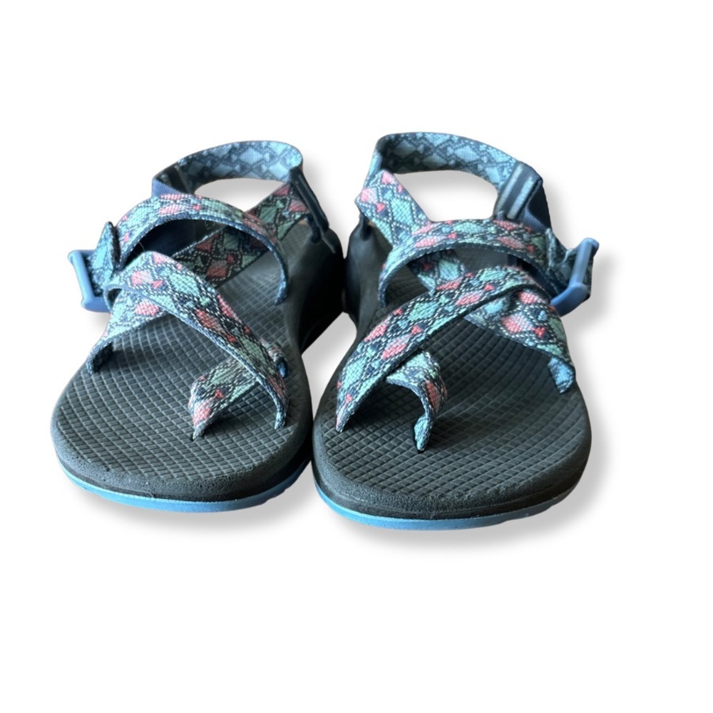 Chaco Z/Cloud Sandals Women’s Size 6 Teal Geometric Strap Comfort Hiking Sandals - Picture 3 of 7